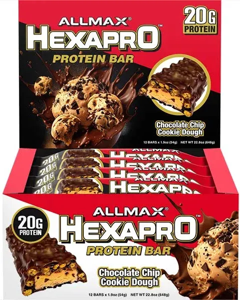 Allmax Nutrition Hexapro Protein Bar Chocolate Chip Cookie Dough - 12 Bars