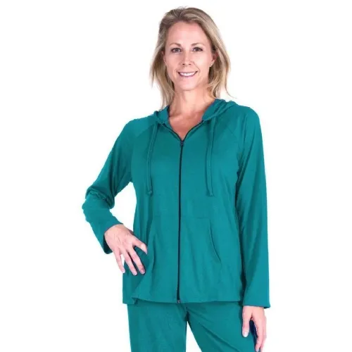 Cool-jams - T2134-TS - Womens Mix And Match Moisture Wicking Zip Hoodie Lounge Jacket, Tur