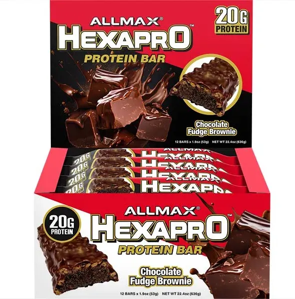 Allmax Nutrition Hexapro Protein Bar Chocolate Fudge Brownie - 12 Bars