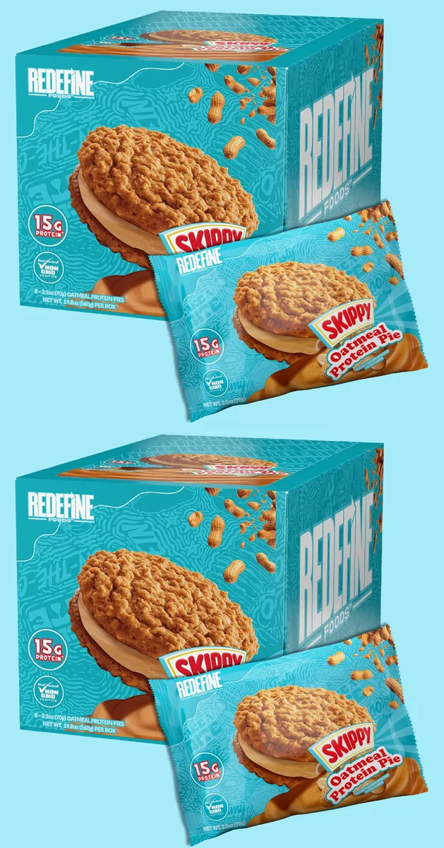 Redefine Foods Oatmeal Protein Pie Skippy Original Peanut Butter -2 X 8 Pack Boxes Twinpack