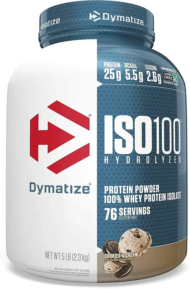 Dymatize Iso 100 Whey Protein Isolate Cookies & Cream - 5 Lb (76 Servings)