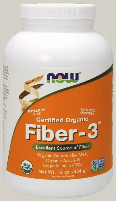 Now Foods Fiber-3 Intestinal Health - 100% Certified Organic - 16 Oz