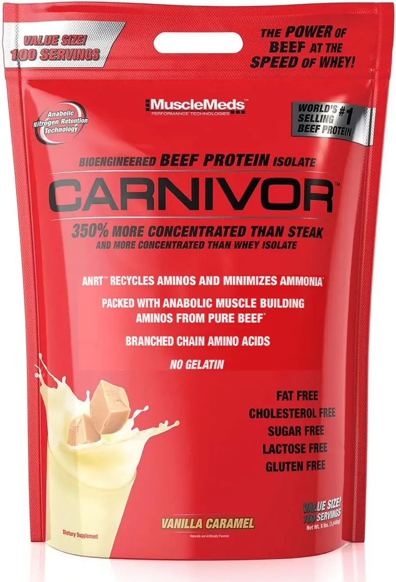 Musclemeds Carnivor Beef Protein Vanilla Caramel - 100 Servings (Bag)