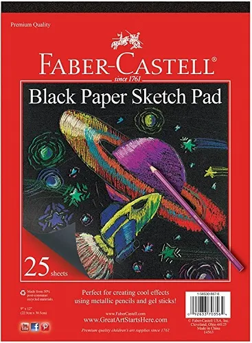 Faber Castell - From: 225276 To: 227002 - Paper Black Paper Sketch Pad  40 sheets Made from 50% post consumer recycled materials
