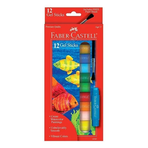 Faber Castell - From: 233680 To: 233681 - Crayons & Gel Sticks Gel Sticks + Paint Brush 12 count (Ages 5+)