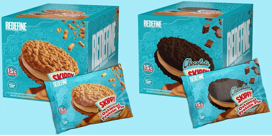 Redefine Foods Oatmeal Protein Pie Skippy Original Pb + Chocolate Peanut Butter - 2 X 8 Pack Boxes (One Each Flavor) Twinpack