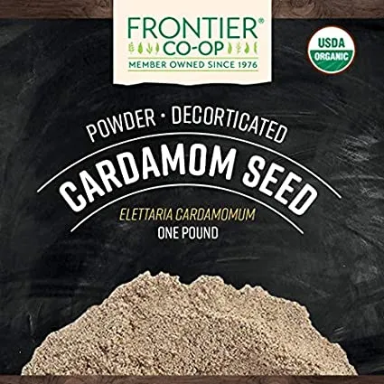 Frontier Bulk - From: 2625 To: 2651 - Cardamom Seed Decorticated, Ground ORGANIC, 1 lb. package