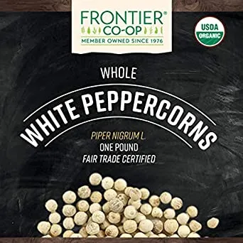 Frontier Bulk - 7004 - Frontier Bulk White Peppercorns,Whole ORGANIC, Fair Trade Certified™, 1 lb. package