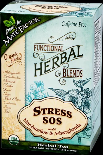 Mate Factor - 234495 - Organic Functional Herbal Tea Blends Stress SOS with Marshmallow and Ashwagandha 20 tea bags