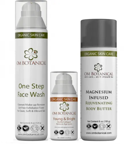 OM Botanicals - OM307 - Young & Bright Kit - One Step Face Wash, Young & Bright Face Cream, Rejuvenating Body Butter