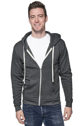 Royal Apparel - From: 97150-HEATHER COAL To: 97150-HEATHER DUSK - Unisex Organic RPET French Terry Zip Hoody Heather coal