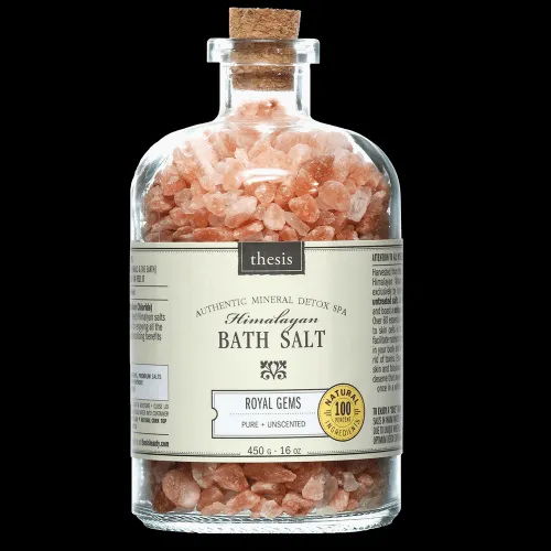 Thesis - From: BA-SLT-HIM-16OZ To: BA-SLT-ROSE-13OZ - Bath Salts In Unique Recycled Bottles With Natural Cork Tops, Royal Gems (Himalayan Salt, Unscented), 16 oz