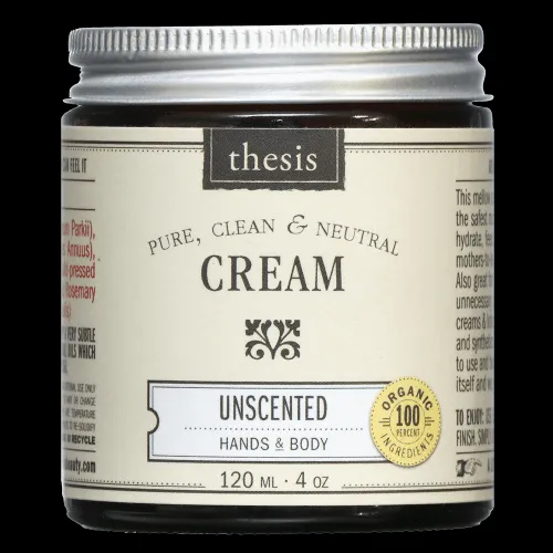 Thesis - bd-crm-unsc-4floz - Hand & Body Creams 99-100% Organic Ingredients &ndash; Glass, Unscented 100% Organic Ingredients, 4 fl. oz