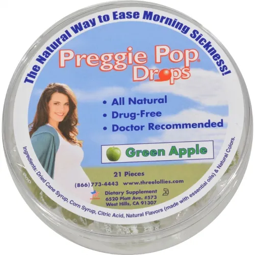 Three Lollies - 312488 - Preggie Pop Drops Natural  Apple - 21 Pieces